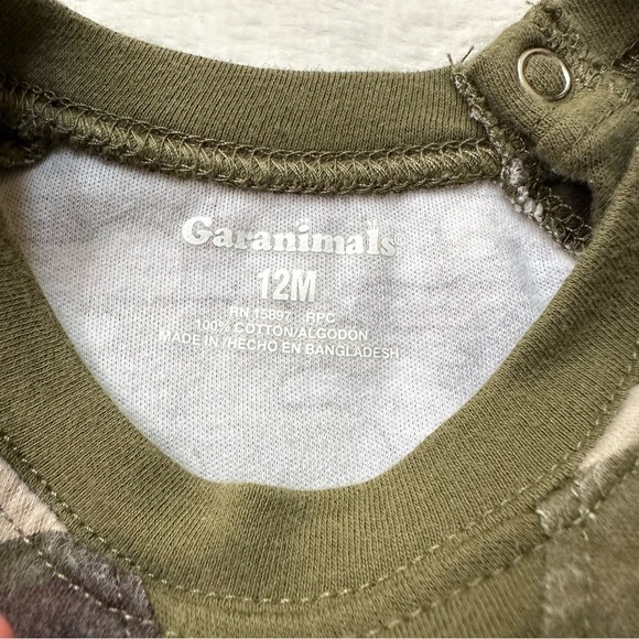 ⭐️ 5 for $25 Garanimals Cotton Camo Print Long Sleeve Baby Onesie 12 Months - Picture 3 of 6